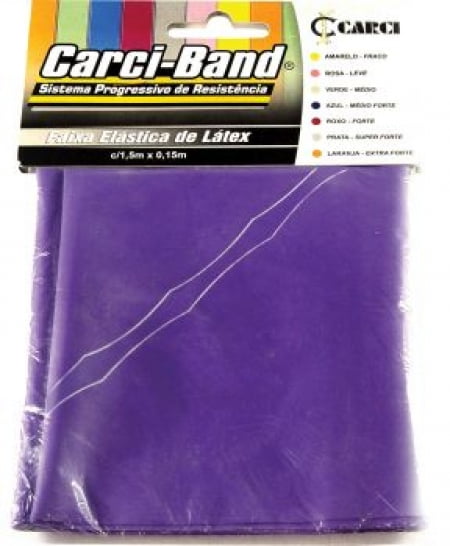 FAIXA ELÁSTICA PARA FISIOTERAPIA EXERCÍCIOS CARCI BAND ROXO FORTE 1,50M